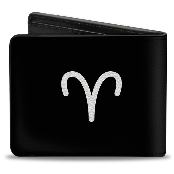 Buckle-Down Bi-Fold Wallet - Zodiac ARIES Symbol Black White