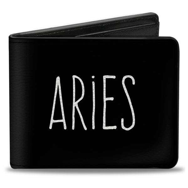 Buckle-Down Bi-Fold Wallet - Zodiac ARIES Symbol Black White