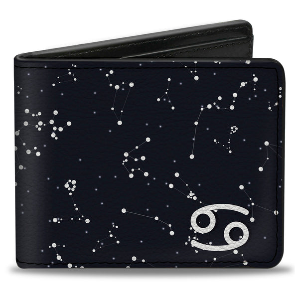 Buckle-Down Bi-Fold Wallet - Zodiac Cancer Symbol Constellations Black White