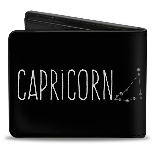 Buckle-Down Bi-Fold Wallet - Zodiac CAPRICORN Constellation Black White