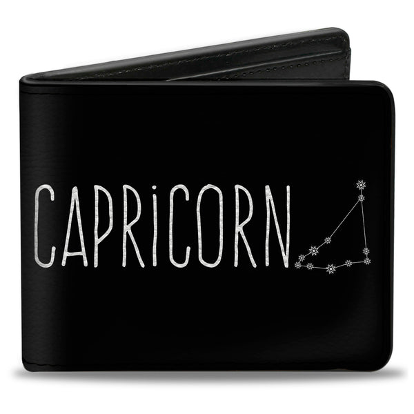 Buckle-Down Bi-Fold Wallet - Zodiac CAPRICORN Constellation Black White