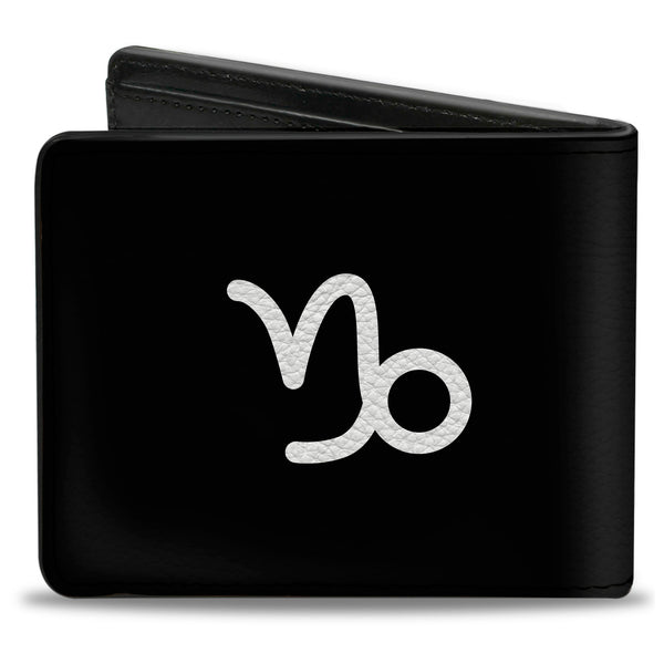 Buckle-Down Bi-Fold Wallet - Zodiac CAPRICORN Symbol Black White