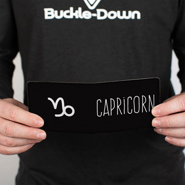 Buckle-Down Bi-Fold Wallet - Zodiac CAPRICORN Symbol Black White