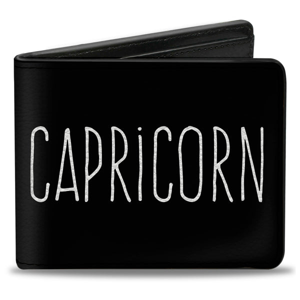 Buckle-Down Bi-Fold Wallet - Zodiac CAPRICORN Symbol Black White