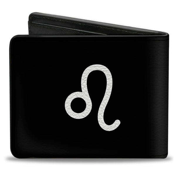 Buckle-Down Bi-Fold Wallet - Zodiac LEO Symbol Black White