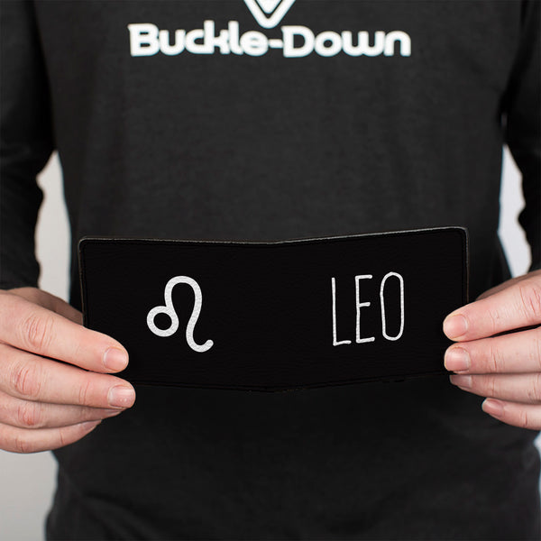 Buckle-Down Bi-Fold Wallet - Zodiac LEO Symbol Black White