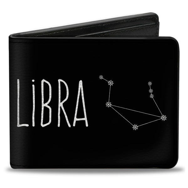 Buckle-Down Bi-Fold Wallet - Zodiac LIBRA Constellation Black White