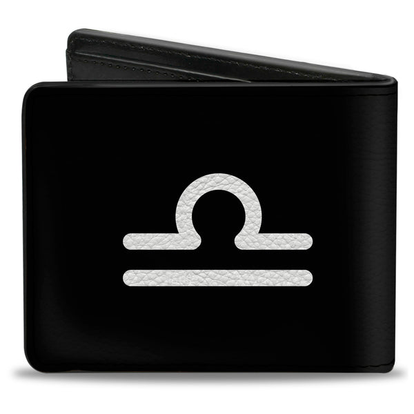 Buckle-Down Bi-Fold Wallet - Zodiac LIBRA Symbol Black White