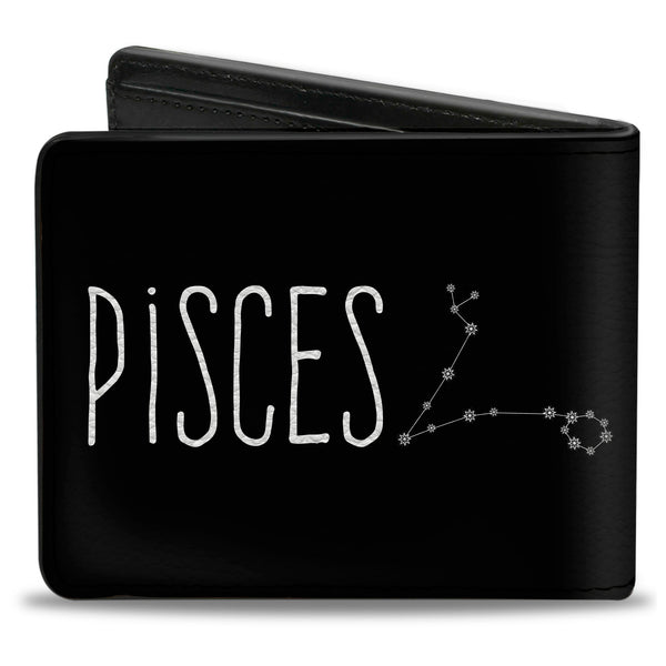 Buckle-Down Bi-Fold Wallet - Zodiac PISCES Constellation Black White