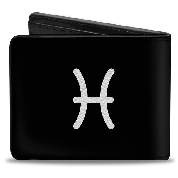 Buckle-Down Bi-Fold Wallet - Zodiac PISCES Symbol Black White