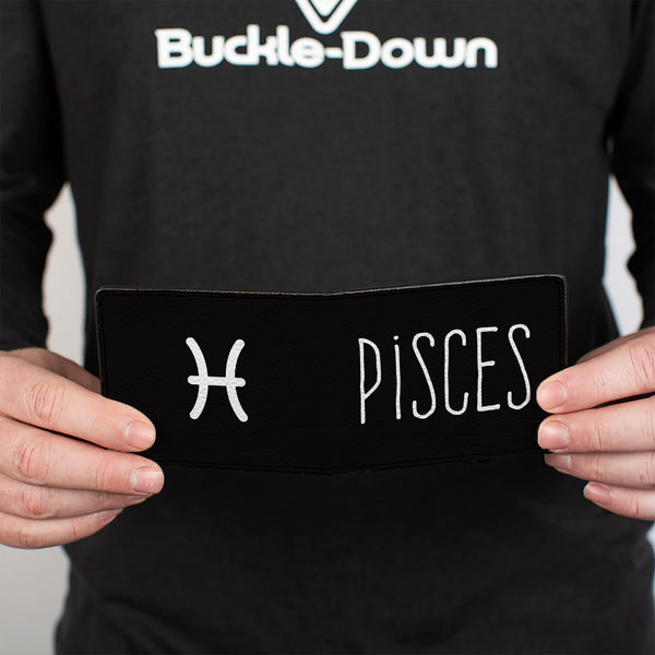 Buckle-Down Bi-Fold Wallet - Zodiac PISCES Symbol Black White
