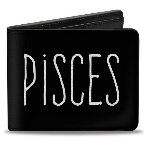Buckle-Down Bi-Fold Wallet - Zodiac PISCES Symbol Black White