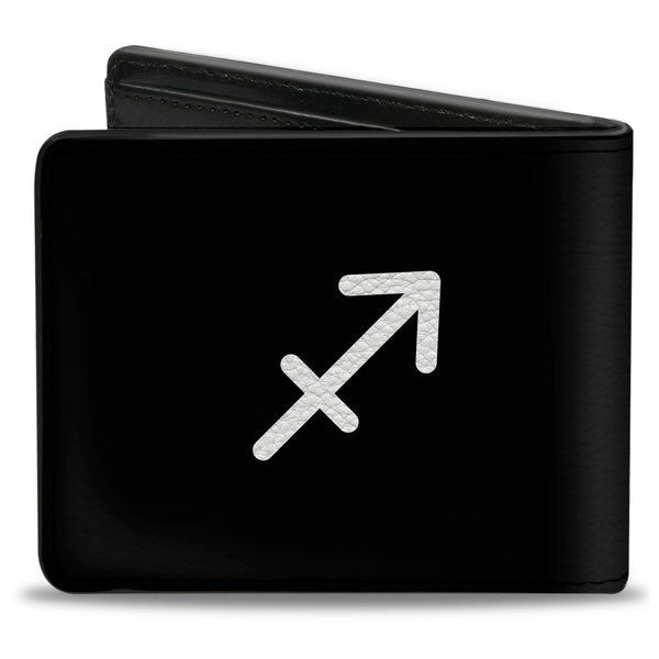 Buckle-Down Bi-Fold Wallet - Zodiac SAGITTARIUS Symbol Black White