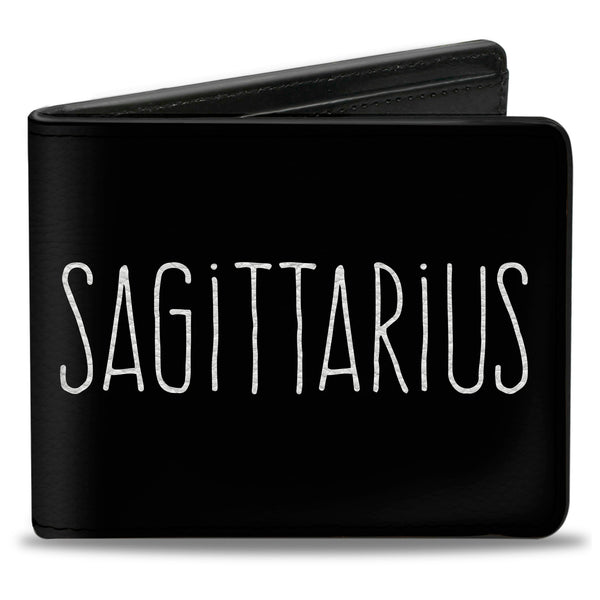 Buckle-Down Bi-Fold Wallet - Zodiac SAGITTARIUS Symbol Black White