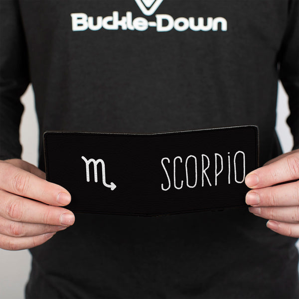 Buckle-Down Bi-Fold Wallet - Zodiac SCORPIO Symbol Black White
