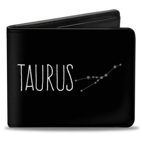 Buckle-Down Bi-Fold Wallet - Zodiac TAURUS Constellation Black White