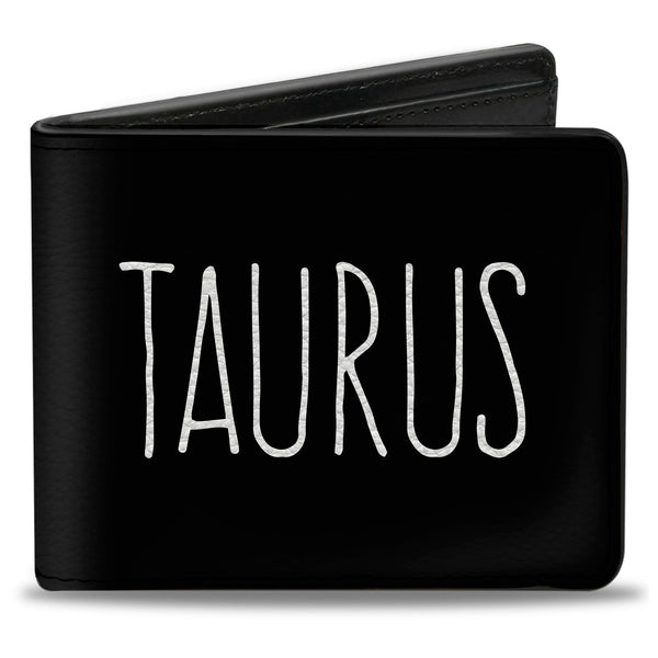 Buckle-Down Bi-Fold Wallet - Zodiac TAURUS Symbol Black White