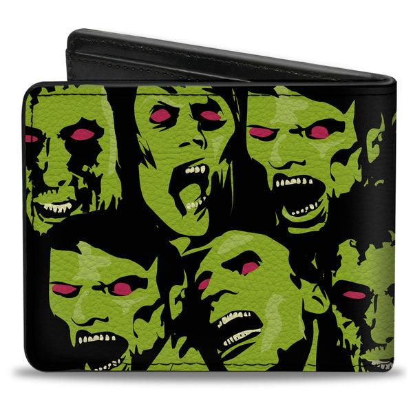 Buckle-Down Bi-Fold Wallet - Zombie Expressions Black Green Red
