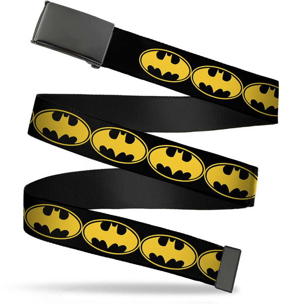 Buckle-Down Black Buckle Web Belt - Bat Signal-3 Black/Yellow/Black Webbing