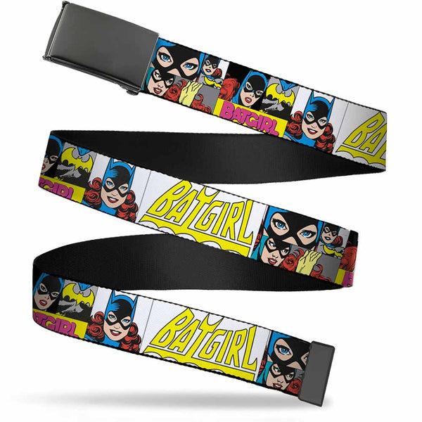 Buckle-Down Black Buckle Web Belt - BATGIRL Panels Yellow/Pink Webbing