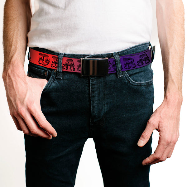 Buckle-Down Black Buckle Web Belt - Grateful Dead Text W/Skull & Roses Rainbow Fade Webbing