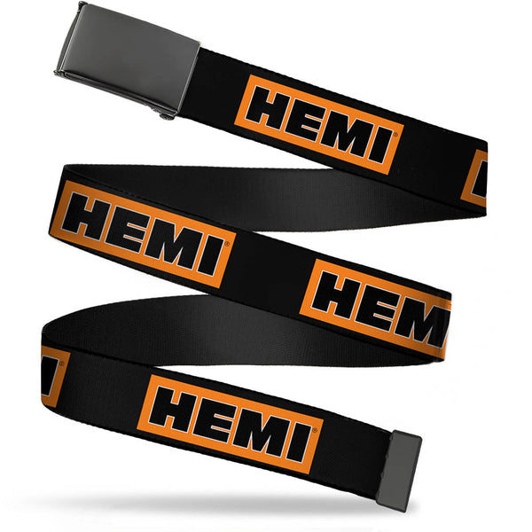Buckle-Down Black Buckle Web Belt - HEMI Bold Black/Orange/White/Black Webbing