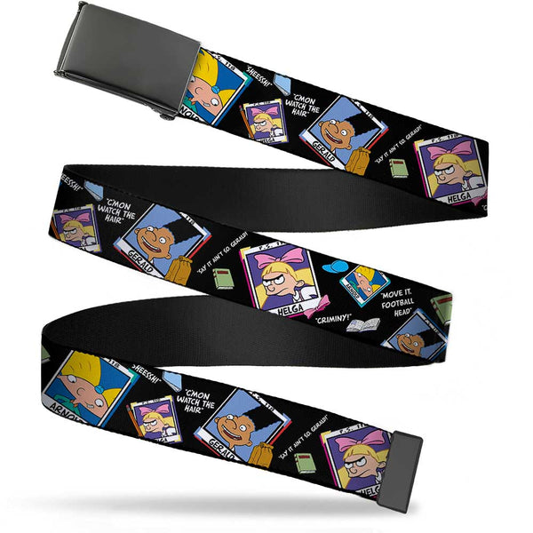 Buckle-Down Black Buckle Web Belt - Hey Arnold Class Pix/Quotes ARNOLD/GERALD/HELGA Webbing