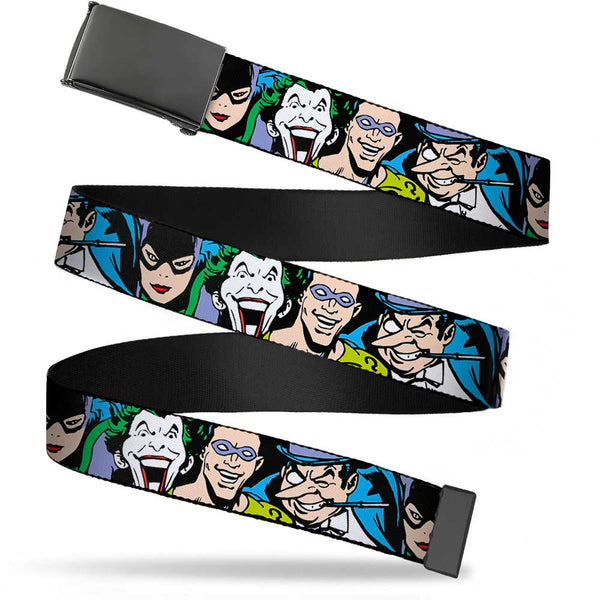 Buckle-Down Black Buckle Web Belt - Justice League Villains CLOSE-UP Webbing