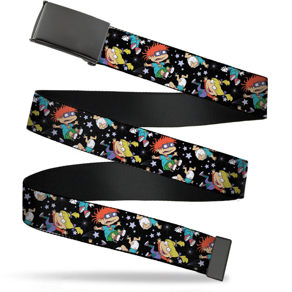 Buckle-Down Black Buckle Web Belt - Rugrats 3-Characters in Space Scattered Black Webbing