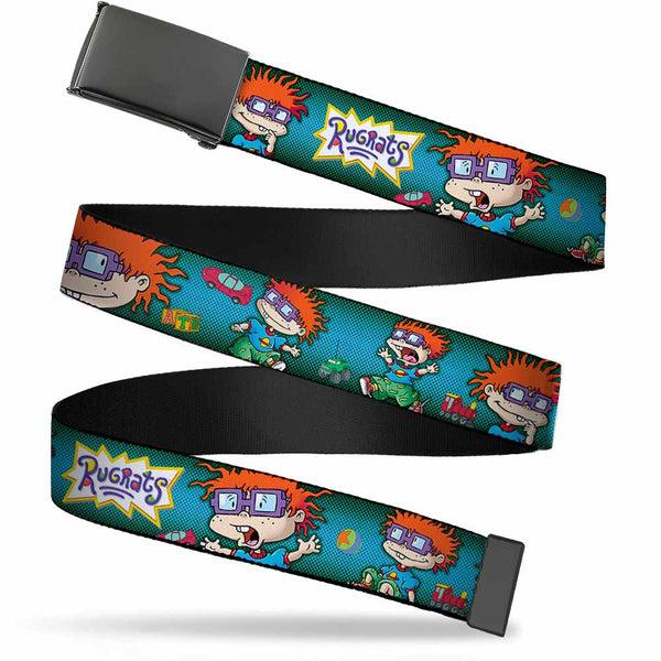Buckle-Down Black Buckle Web Belt - RUGRATS Chuckie Poses Webbing