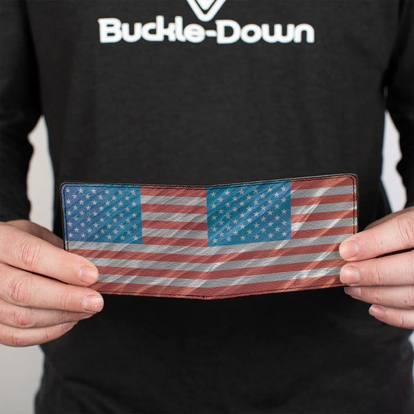 Buckle-Down Bi-Fold Wallet - American Flag Waving
