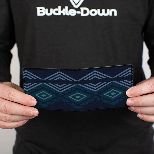Buckle-Down Bi-Fold Wallet - Aztec3 Blues