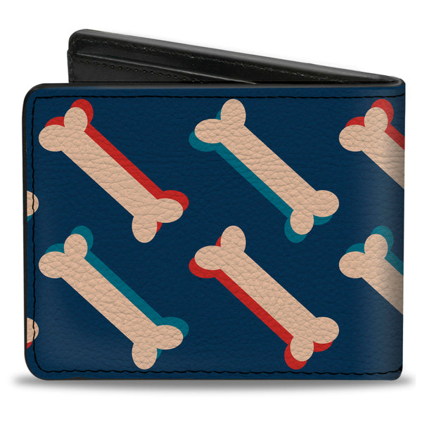 Buckle-Down Bi-Fold Wallet - Bones Blue Tan Red