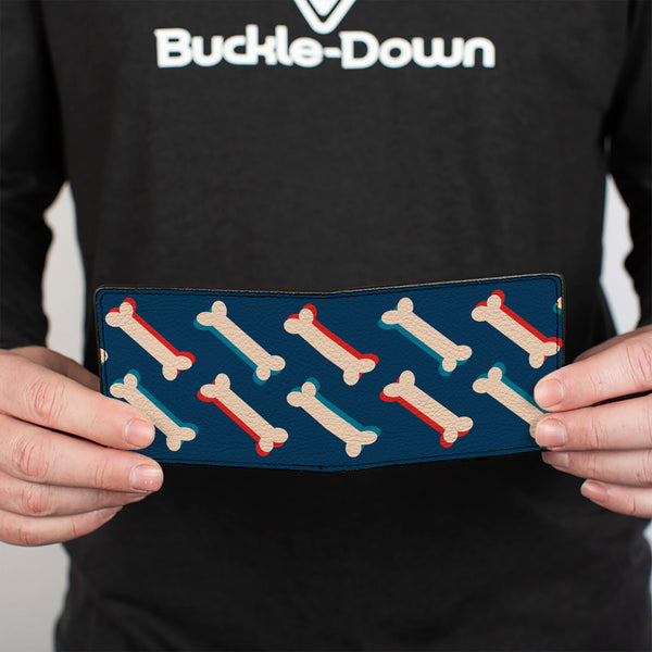 Buckle-Down Bi-Fold Wallet - Bones Blue Tan Red
