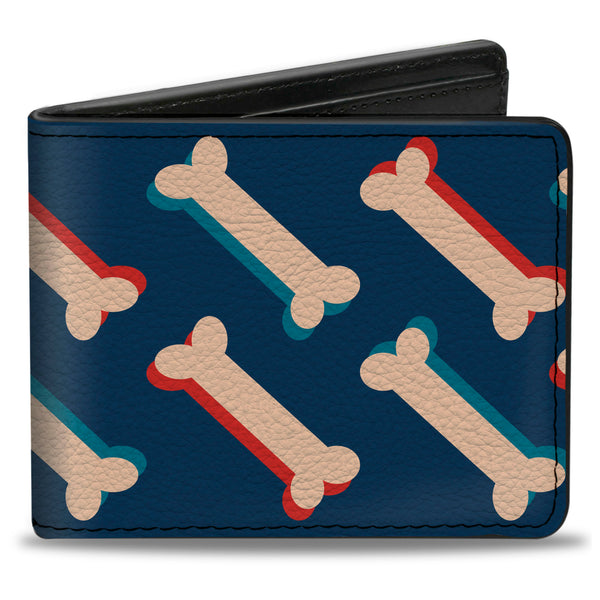 Buckle-Down Bi-Fold Wallet - Bones Blue Tan Red