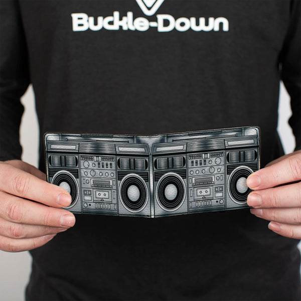 Buckle-Down Bi-Fold Wallet - Boombox Grays Black