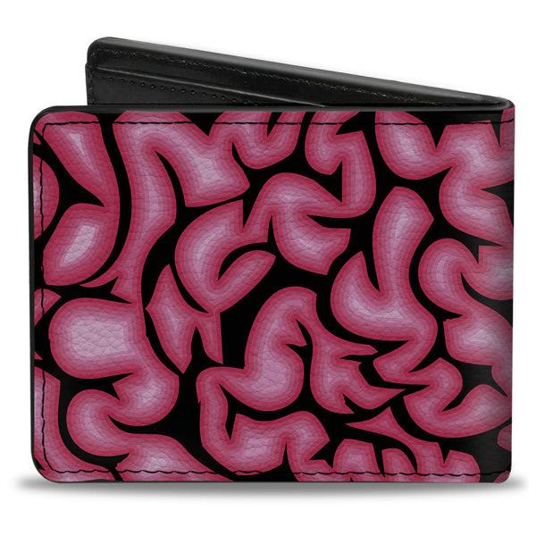 Buckle-Down Bi-Fold Wallet - Brains Black Pink