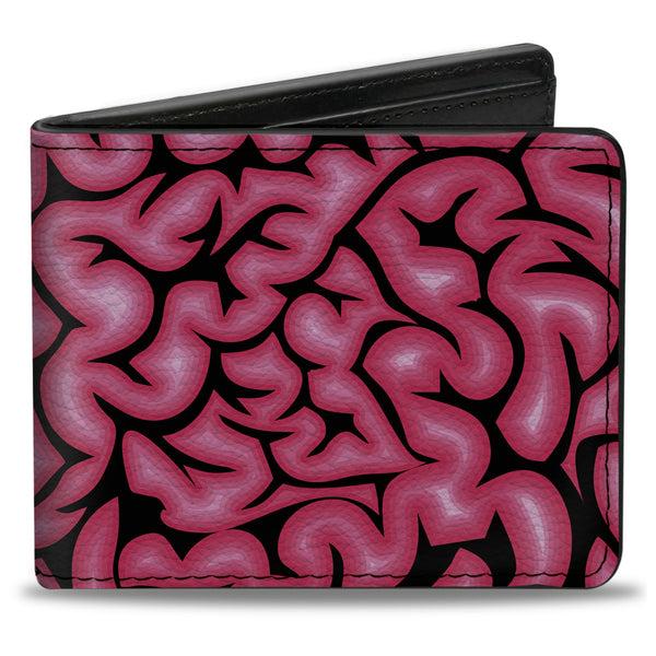 Buckle-Down Bi-Fold Wallet - Brains Black Pink