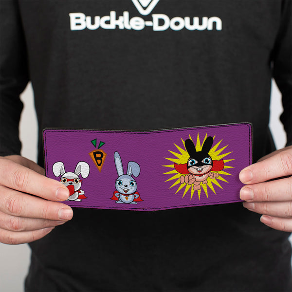 Buckle-Down Bi-Fold Wallet - Bunny Superhero Purple