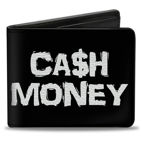 Buckle-Down Bi-Fold Wallet - CA$H MONEY Black White