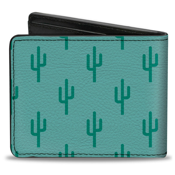 Buckle-Down Bi-Fold Wallet - Cacti1 Aqua Blues