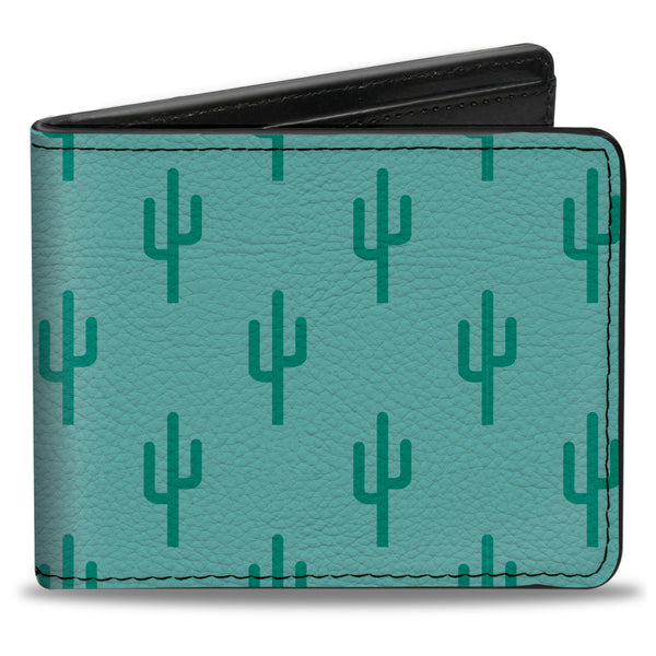 Buckle-Down Bi-Fold Wallet - Cacti1 Aqua Blues