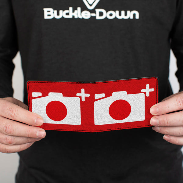 Buckle-Down Bi-Fold Wallet - Camera Red White
