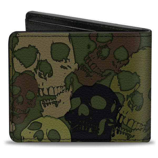 Buckle-Down Bi-Fold Wallet - Camo Olive Skull Yard