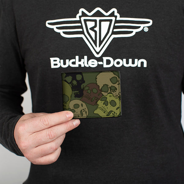 Buckle-Down Bi-Fold Wallet - Camo Olive Skull Yard