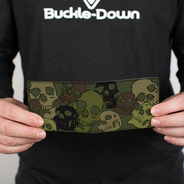 Buckle-Down Bi-Fold Wallet - Camo Olive Skull Yard
