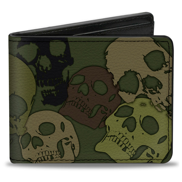 Buckle-Down Bi-Fold Wallet - Camo Olive Skull Yard