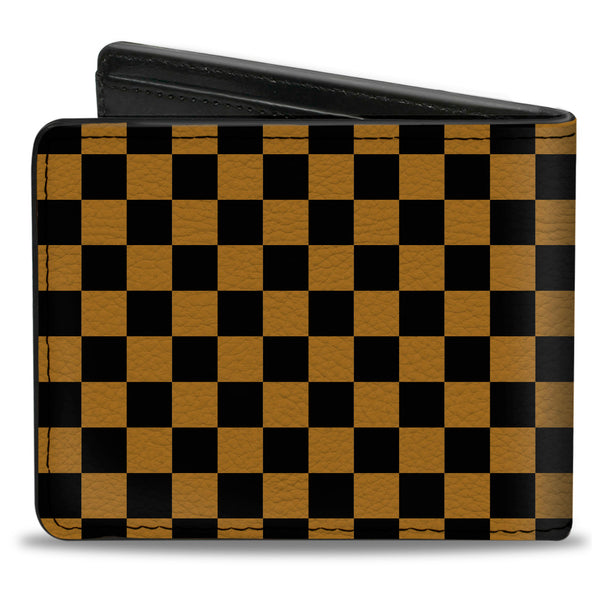 Buckle-Down Bi-Fold Wallet - Checker Black Gold