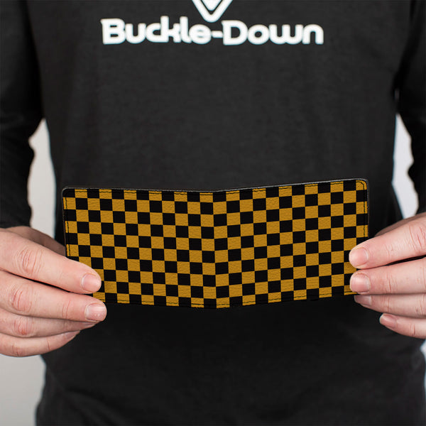 Buckle-Down Bi-Fold Wallet - Checker Black Gold