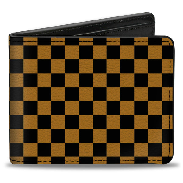 Buckle-Down Bi-Fold Wallet - Checker Black Gold
